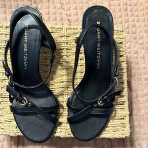 Stuart Weitzman Black Strappy Sandals